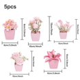 thumbnail image 3 of 5PCS, Mini Pink Artificial Flower Potted Plant, Indoor Desktop Shelf Decoration Natural Decor for Home, 3 of 5