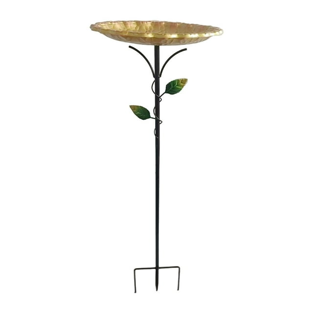 Bebedero para pájaros, comedero de hierro decorativo, robusto, fácil de instalar, atrae a los pájaros. Oro