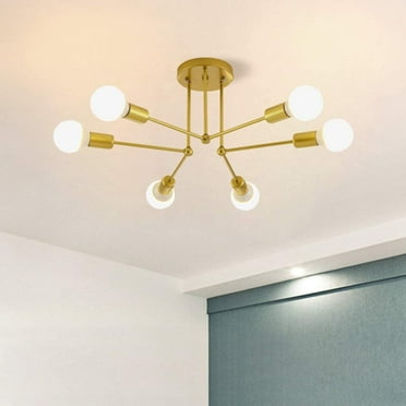 Forrio® Modern Sputnik Chandeliers, Ceiling Light Fixture 6-Light Ceiling Lights for Bedroom Kitchen Dining Room Living Room E26 Bulb Base Dimmable (Gold, Not Bulbs)