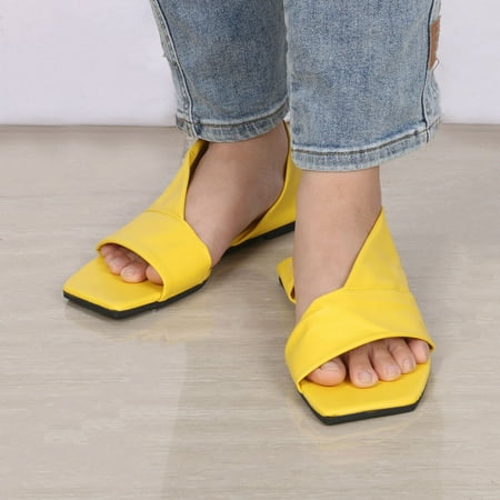 

EQWLJWE Fashionable Non-slip Casual Big Bag Heel Beach Flat Side Empty Ladies Open Toe Sandals Women s Sandals Holiday Clearance