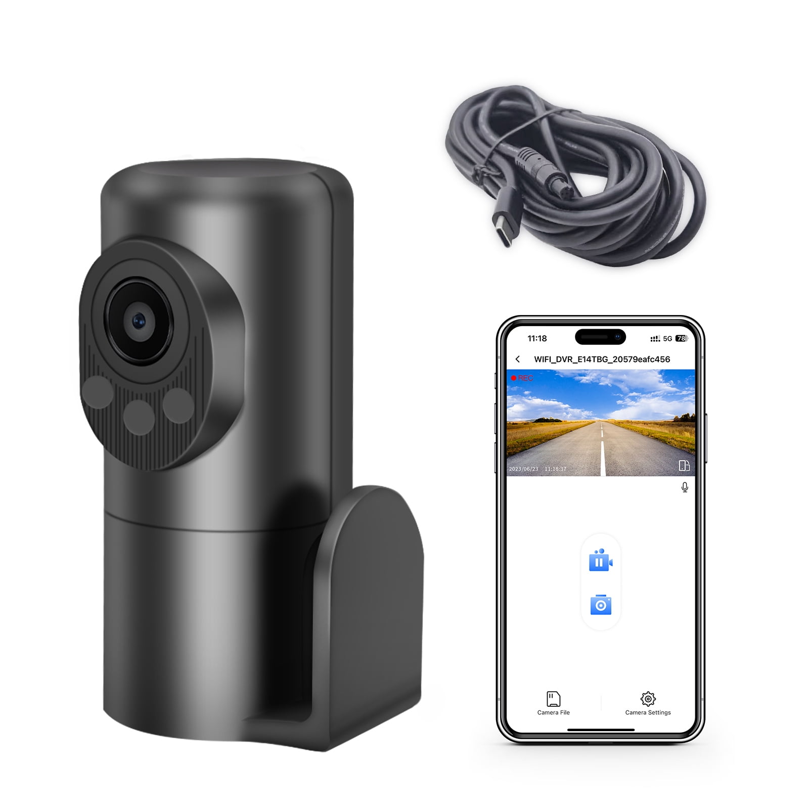 Mangoal 2K Rear HDR Dash Cam, STARVIS 2 IMX675, Can Be Directly Plugged into the Front Dash Cam, Only Applicable to the Front Dash Cam Whose WiFi Name Contains the Number 529.