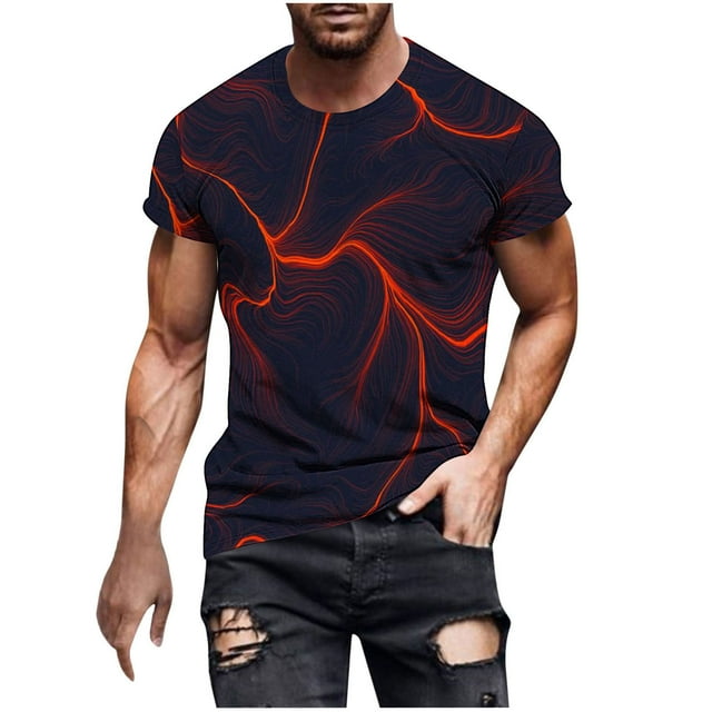 Shirts for men Print Short Sleeve Round Neck T-shirt Casual Short Sleeve