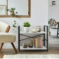 thumbnail image 2 of PRZL 3 Tier Small Bookshelf, Bookcase Shelf Storage Organizer for Living Room, 24 Inch Width Free Standing Shelf, Industrial Book Shelves for Home Office, White Shelves & Metal Frame, 2 of 13