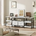 thumbnail image 4 of Mueble para TV industrial de 180 cm – Centro de entretenimiento con 2 cajones y 5 estantes abiertos – Estructura metálica robusta – Acabado blanco antiguo – Ideal para sala de estar, 4 of 8