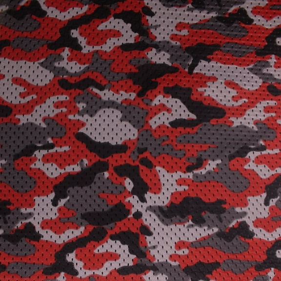 Stylish Fabric 60" Red Camouflage Mesh Poly Stretch Sports Knit Fabric by the Yard