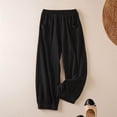 thumbnail image 2 of Workout Casual Pants for Women Ladies Retro Solid Color Cotton Linen Wide Leg Loose Straight Leg Slender Casual Pants Pants Xxxxl, 2 of 3