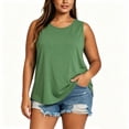 thumbnail image 2 of Josdec Women Plus Size Solid Round Neck Sleeveless Curved Hem Tank Top Soft Polyester Loose Casual Layering Vest Spring Summer Daily Loungewear Shirts L-5XL, 2 of 8