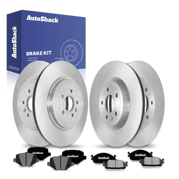 AutoShack Front Vented & Rear Vented Brake Rotors   Ceramic Pads 12-PC Brake Kit Replacement for 2015-2017 Ford Explorer 2015 Lincoln MKT