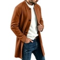 thumbnail image 4 of Miqool Men's Trench Coat Pea Coat Winter Business Long Jacket Overcoat with Pockets Knit Outerwear Long Sleeve S-3XL, 4 of 8