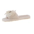 thumbnail image 2 of Plush Open Toe House Slides for Women with Sparkly Tulle Bow Lightweight Flat Indoor Slippers White 40, 2 of 9