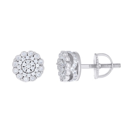 925 Sterling Silver Womens Cubic-Zirconia Flower Fashion Stud Earrings