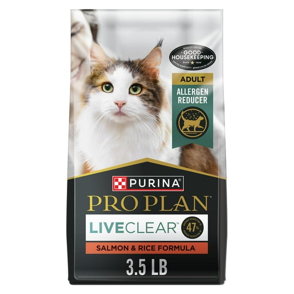 Purina Pro Plan Allergen Reducing, High Protein Cat Food, LIVECLEAR Salmon and Rice Formula, 3.5 lb. Bag