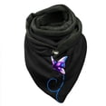 thumbnail image 1 of Women Flowers Butterfly Print Cotton Winter Warm Button Up Scarf, 1 of 3