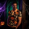 thumbnail image 2 of JULMCOMO Halloween Polo Shirts for Men Pumpkin Skull Spider Web Print Short Sleeve Collared Trendy Loose Fit Golf Shirts Party Graphic Tees Ginger XL, 2 of 9
