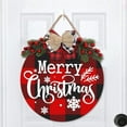 thumbnail image 4 of STARLIGHT- Merry Christmas Decoration Wreath Buffalo Plaid Hanging Sign Rustic Wooden Decor, 4 of 6