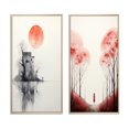 thumbnail image 2 of Designart "Minimal Serenity Moonlit Wanderings" Abstract Landscape Framed Wall Art Set Of 2 - Modern Pink Gallery Wall Frame Set For Home Decor, 2 of 6