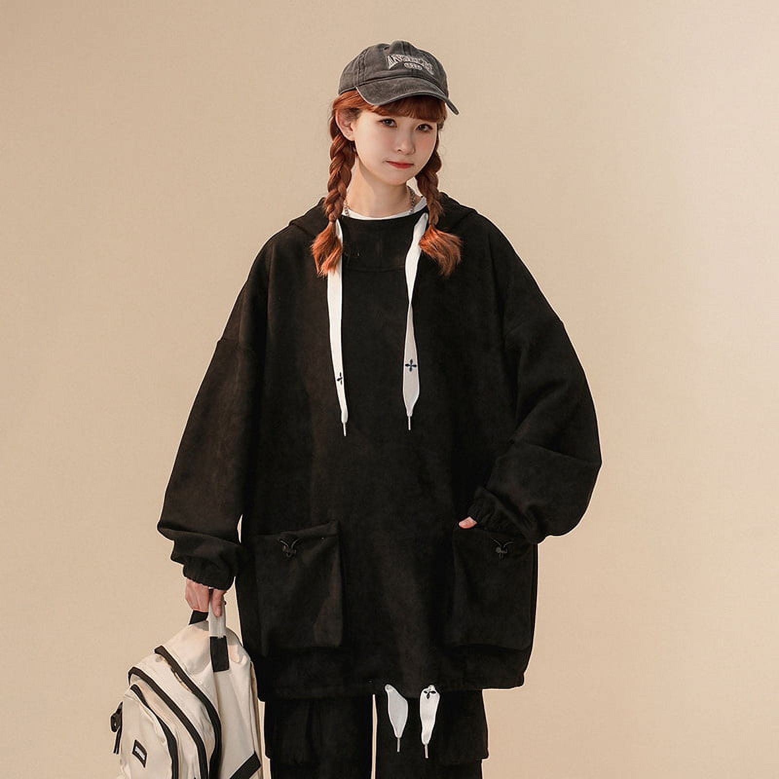 Suede Hooded Sweatshirt Suit For Women, Unisex Workwear Sweatshirt Suit For Men Khaki M