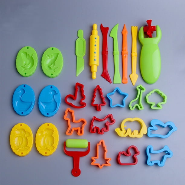 26 Pièces Outils de Pâte à Modeler Accessoires de Pâte à Modeler Ensemble  Divers Moules en Plastique Rouleaux Cutters Cadeau Éducatif pour Enfants,  Couleur Aléatoire 