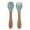 Green, variant on qajexluz Baby Feeding Utensils Toddler Self Feeding Tableware Baby Led Weaning Spoon Fork Set Soft Silicone Tips with Beech Wood Handles Toddler for Babies