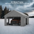 thumbnail image 7 of Lumiparty 13' x 20' Heavy Duty Outdoor Carport, Portable Car Tent Garage with 4 Roll-up Windows & 4 Doors, for Pickup Truck, Tractor,Boat,Motor, Gray, 7 of 7