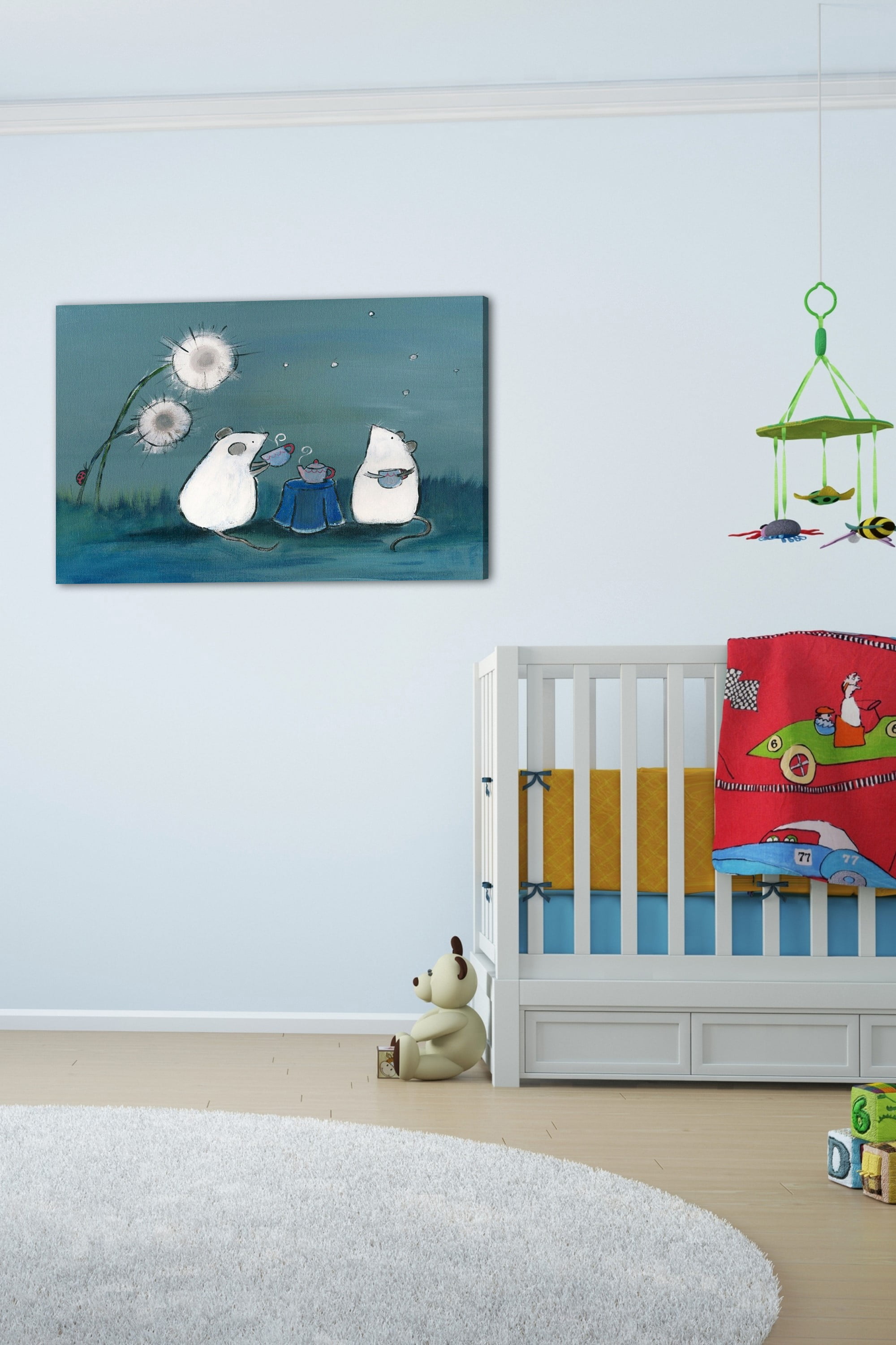 "Andrea Mouse Tea Party" Painting Print on Wrapped Canvas