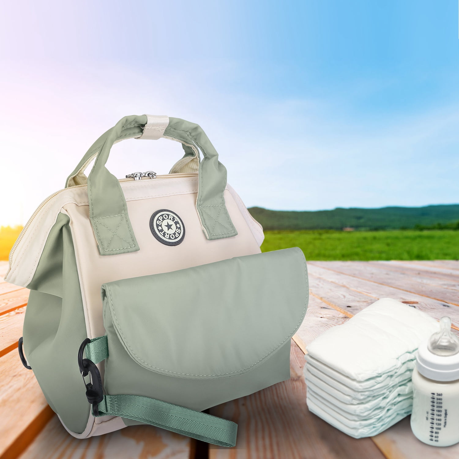 iMounTEK Diaper Bag Baby Travel Essentials Baby Carrier with 6 Pockets, Pockets Commute Bag for Mom