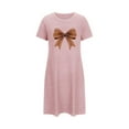 thumbnail image 5 of Lorytime Vintage Nightgowns for Women Knee Length Short Sleeve Pajamas Dress Oversized Round Neck Tie Print Sleepshirts Nightgowns Nightdress Comfy Soft Lounge Sleepdress Pink S, 5 of 5
