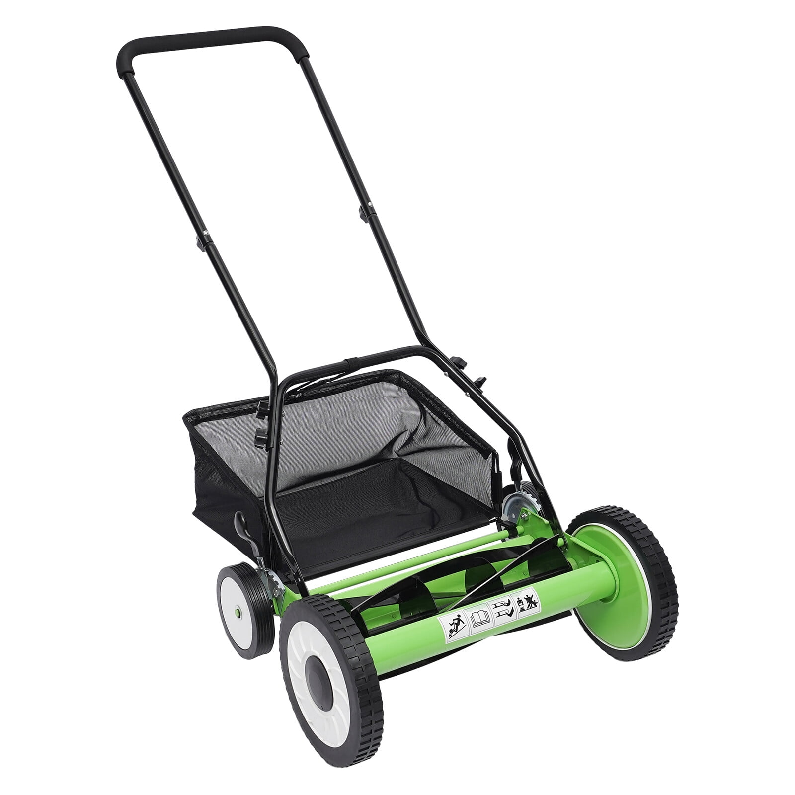 Denest 16" Walk Behind Manual Reel Mower Adjustable 5-Blade Hand Push Lawn Catcher Yard