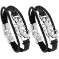 thumbnail image 3 of WEAVILUX Mens Cuff Bracelet Punk Metal Black 2Pcs, 3 of 8