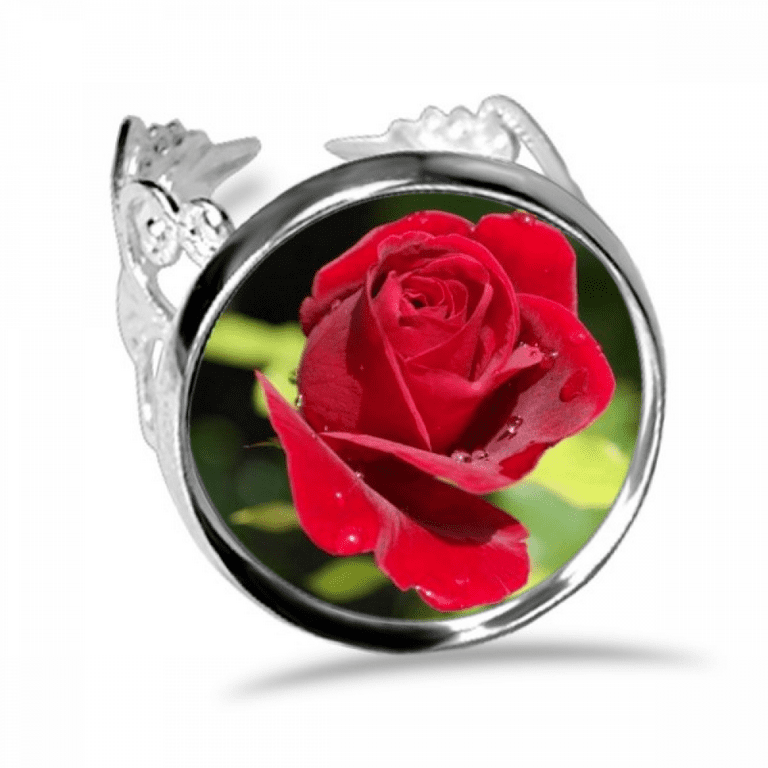 Deep red rose clearance ring