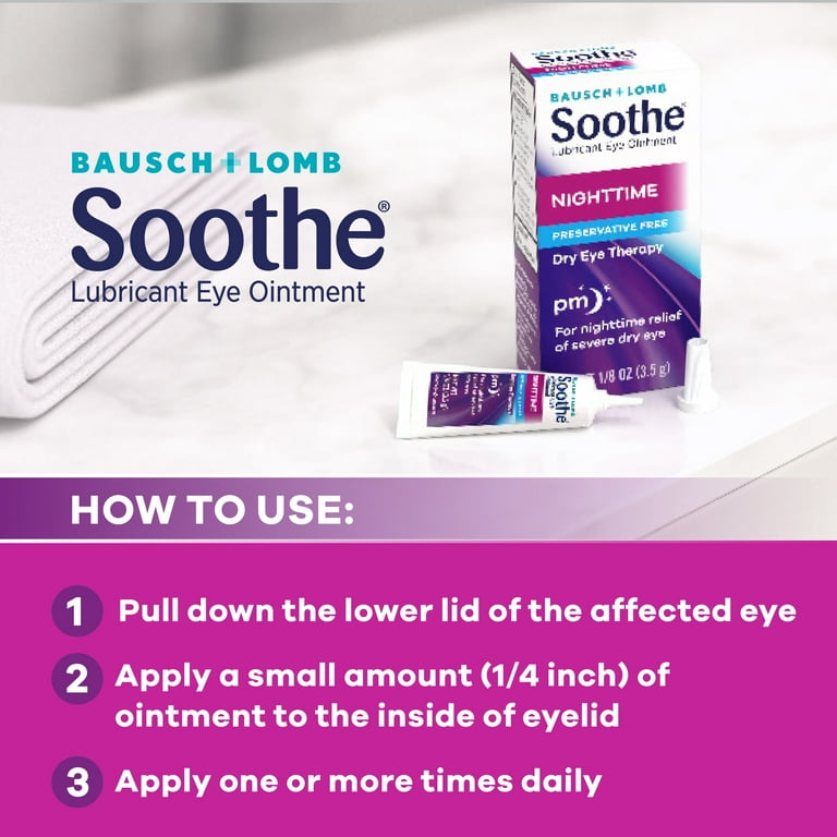 Bausch + Lomb Soothe Lubricant Eye Ointment, Night Time, 1/8 oz.