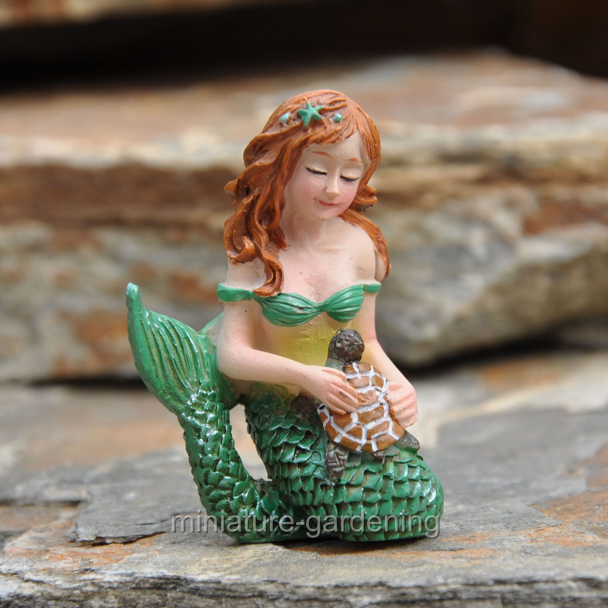 Fairy Garden Fun Ocean Blue Mermaid Leaning Back Mini Dollhouse Figurine 