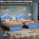 thumbnail image 4 of QinaQin Cama individual tipo princesa con cajones y luces LED, tapizada en terciopelo con botones tipo cristal, silenciosa y sin necesidad de box spring, 4 of 7