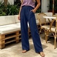 thumbnail image 7 of Straight Leg Pants for Women High Waist Stretchy Slim Fit Trousers with Pockets Solid Color Comfy Cotton Lounge Work Pants,Sizes S-2XL, 7 of 7