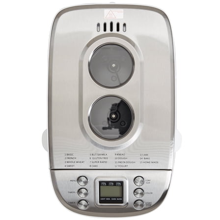 KFFKFF Automatic Bread Maker, 15-in-1 3LB Dough Machine with Nonstick Ceramic Pan, Gluten-Free Option, Whole Wheat Bread Making, Digital Programmable Settings, 3 Loaf Sizes, 3 Crust Shades, White