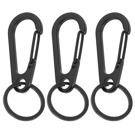 2.17" x 1.1" Metal Keychain Keyring, 3 Pcs Black Key Chain Ring Clip Sturdy Key Accessories Holder Organizer for Chain Making Kit Home Car Keys Art Crafts