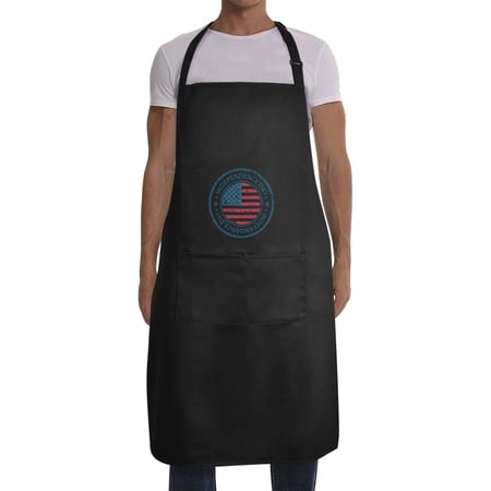 Men s Apron - BBQ Grill Kitchen Chef Apron for Men - Independence Day Stamp