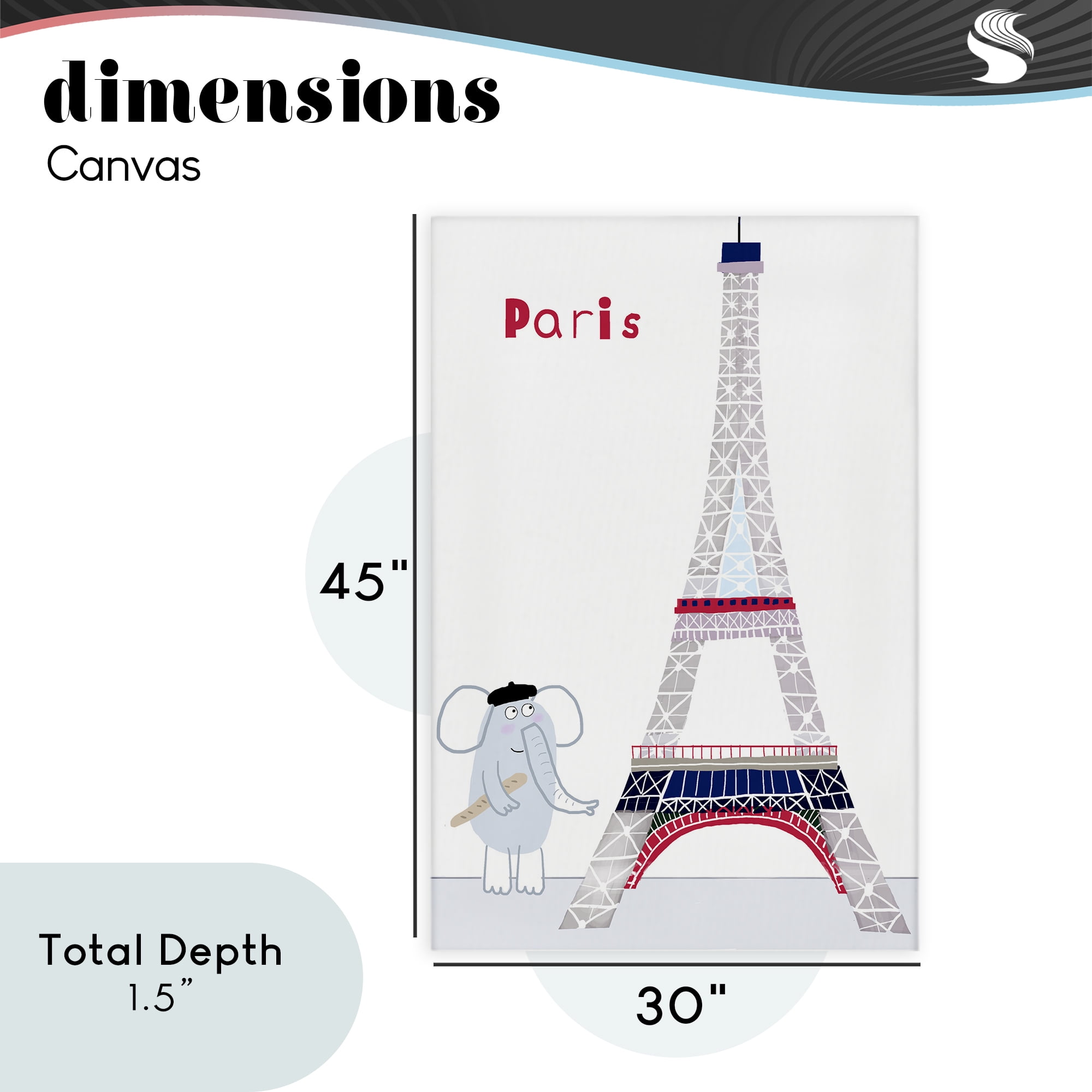 Elephant & Eiffel Tower Canvas Wall Art, design by Carla Daly