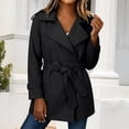 thumbnail image 3 of ManxiVoo Women's Short Trench Coat Belted Casual Lightweight Solid Color Jacket for Spring Fall Outdoor Daily Wear City Style, 3 of 5