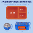 thumbnail image 6 of Bento Lunch Box 1283ML/ 43 oz, 3 Compartment Lunch Box with 391 ML/ 13 oz Thermal Food Jar and Ice Pack, Airtight Bento Box, Removable Tray and Handle, BPA-Free and Food-Safe Materials(Blue), 6 of 9
