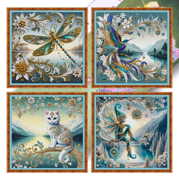 4 Uds. Hilo Algodón Ecológico Bordado 14CT Animal Punto Cruz 40x40cm