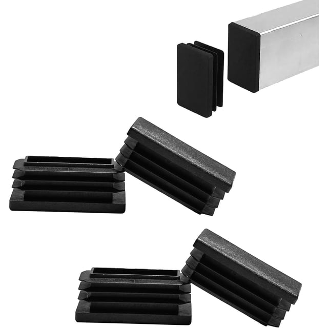 4 Pack1-9/16 x13/16 Rectangular Tube End Cap Plastic Plugs, Rectangular Tubing Plug Inserts for Metal Tubing, Fences, Glide Protection from Chair Legs and Furniture, Durable Plastic Hole Plugs, Black