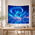 thumbnail image 5 of Crystal Aurora Rings Over a Frozen Lake with Reindeer and Mountains, Dreamy Fantasy for Space Lovers, Magical Wilderness Wall Art, Christmas Gift Tapestry Wall Hanging for Living Room and Bedroom, 5 of 7