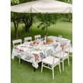 thumbnail image 4 of Outdoor Tablecloth with Umbrella Hole for Patio/Picnic/Party/Camping, Spring Flower Blossom Waterproof Table Cloth Rectangle Table Cover Washable, Retro Rustic Floral Leaves Orange Green (54"x 80"), 4 of 9