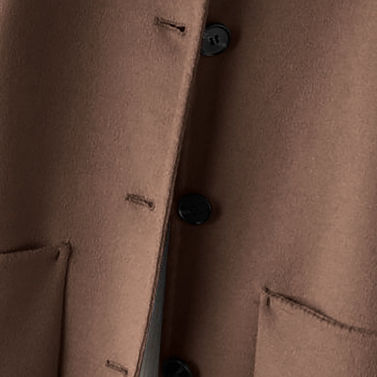 Wool Blend Trench Coat Womens Single Breasted Overcoat Lapel