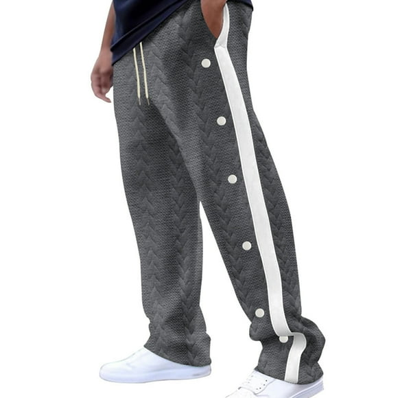 SNOWSONG Tear away Pants for Men Clearance! Men's Fall & Winter Plus Size Button Wide Leg Casual Breathable Sports Ribbed Pants, Side Snap Pants, Sweatpants for Men, Baggy Sweatpants Dark Gray XL