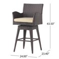thumbnail image 3 of Christopher Knight Home Fairfax Outdoor Wicker Swivel Armed Cushion Barstool by Havenside Home, 3 of 5