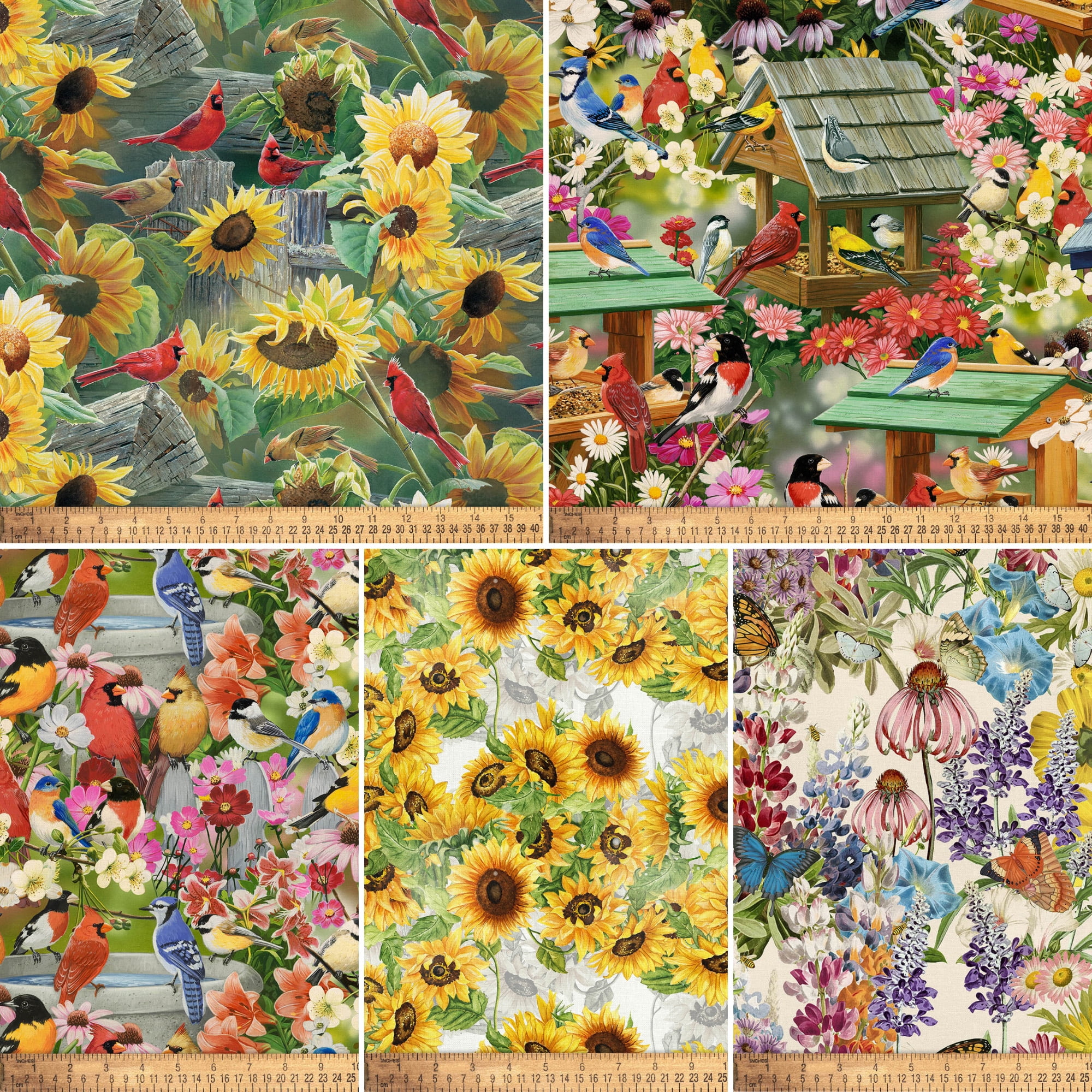 David Textiles 18" x 21" 100% Cotton Spring, Multi-color, for Quilting & Sewing, 5 Pieces