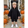 thumbnail image 5 of Cjfdfy Toddler Baby Halloween Boy Girl Costumes Clothes Bat Halloween Costumes Fleece Hood Wings Design Long Sleeve Shorts Jumpsuit My First Halloween Fall Winter Clothes, 5 of 9