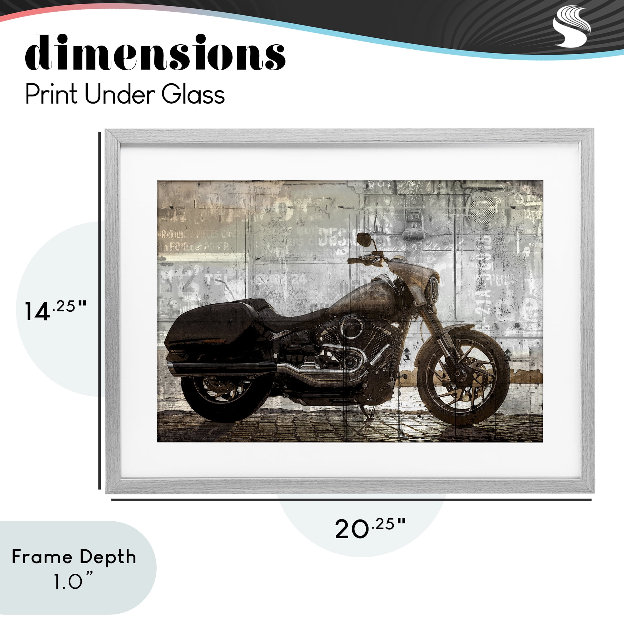 Stupell Industries Sunset Ride Motorcycle Gray Framed Print Under Glass, design by Kim Allen